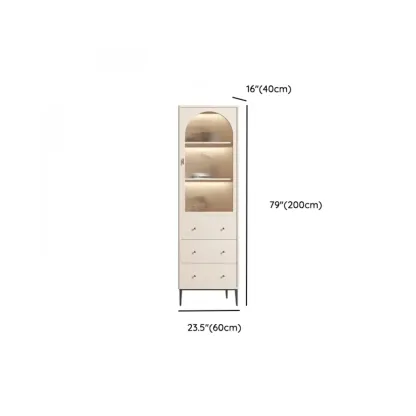 Vertical White Wood Multi-Storage Bookcase with Glass Doors Image - 20