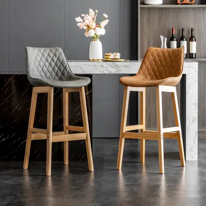 Vintage Leather Bucket Seat Curved Back Bar Stools Image - 1