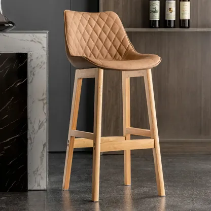 Vintage Leather Bucket Seat Curved Back Bar Stools Image - 8