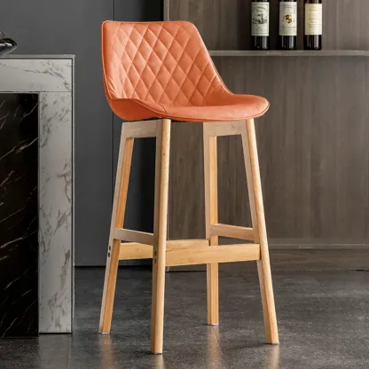 Vintage Leather Bucket Seat Curved Back Bar Stools Image - 9
