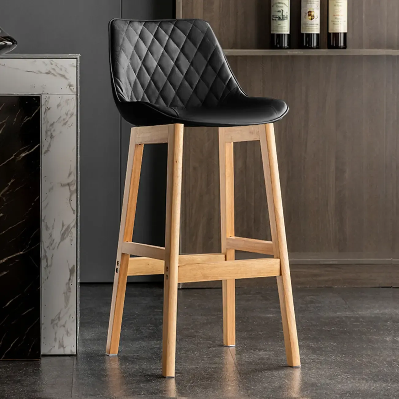 Vintage Leather Bucket Seat Curved Back Bar Stools Image - 10