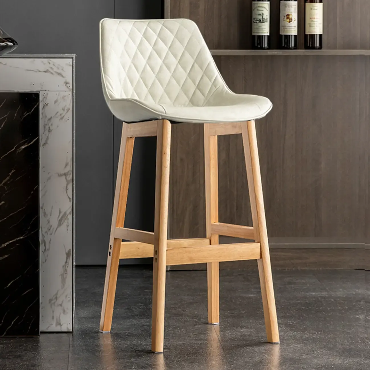 Vintage Leather Bucket Seat Curved Back Bar Stools Image - 11