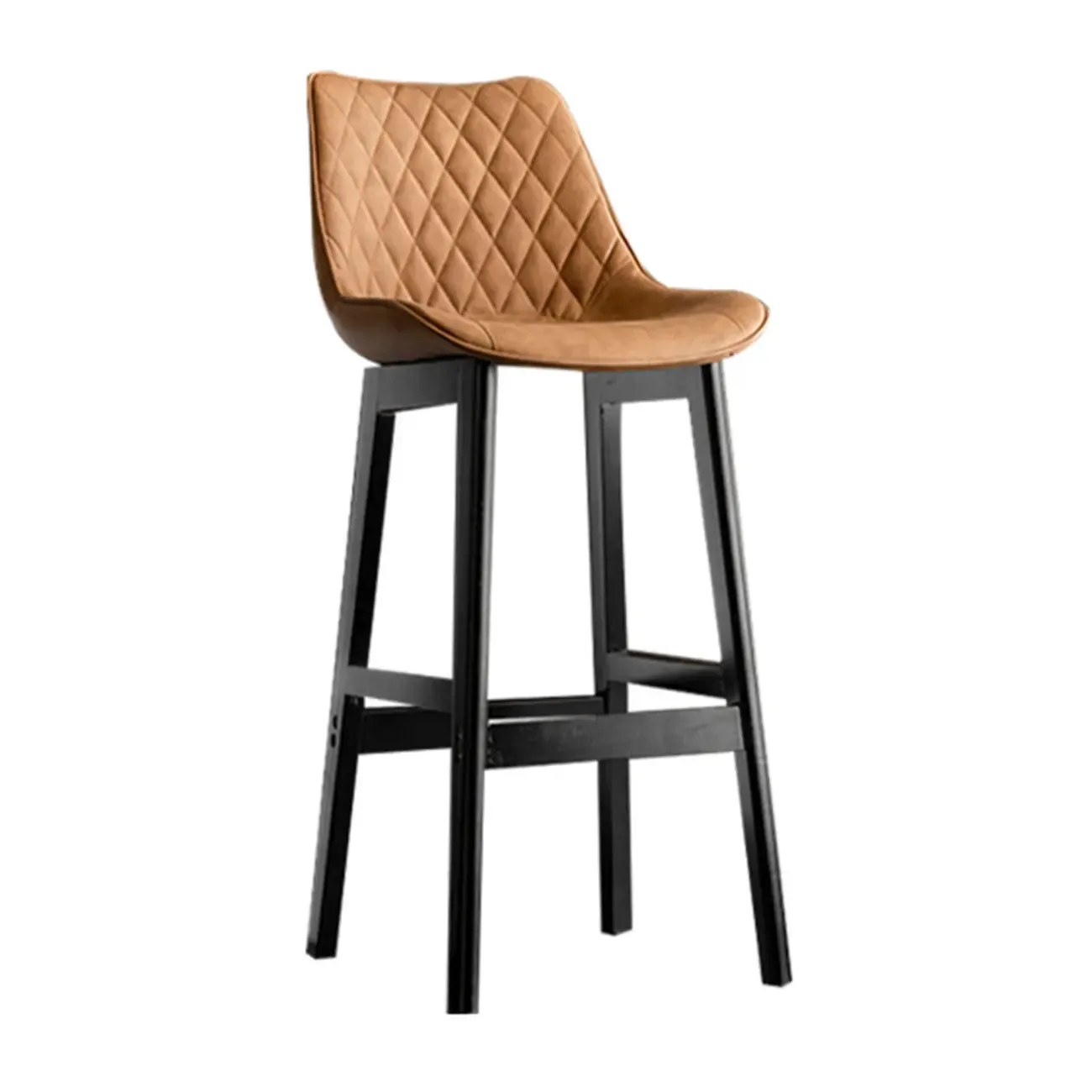 Vintage Leather Bucket Seat Curved Back Bar Stools Image - 19