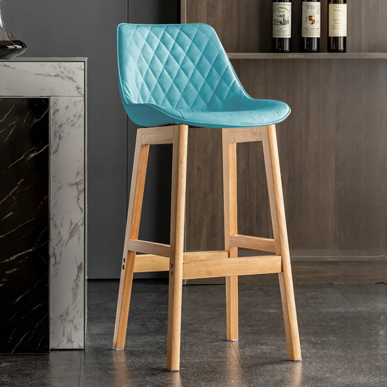 Vintage Leather Bucket Seat Curved Back Bar Stools Image - 12