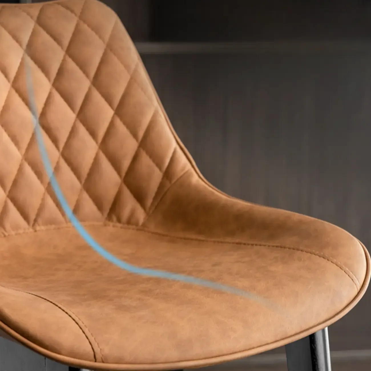 Vintage Leather Bucket Seat Curved Back Bar Stools Image - 5