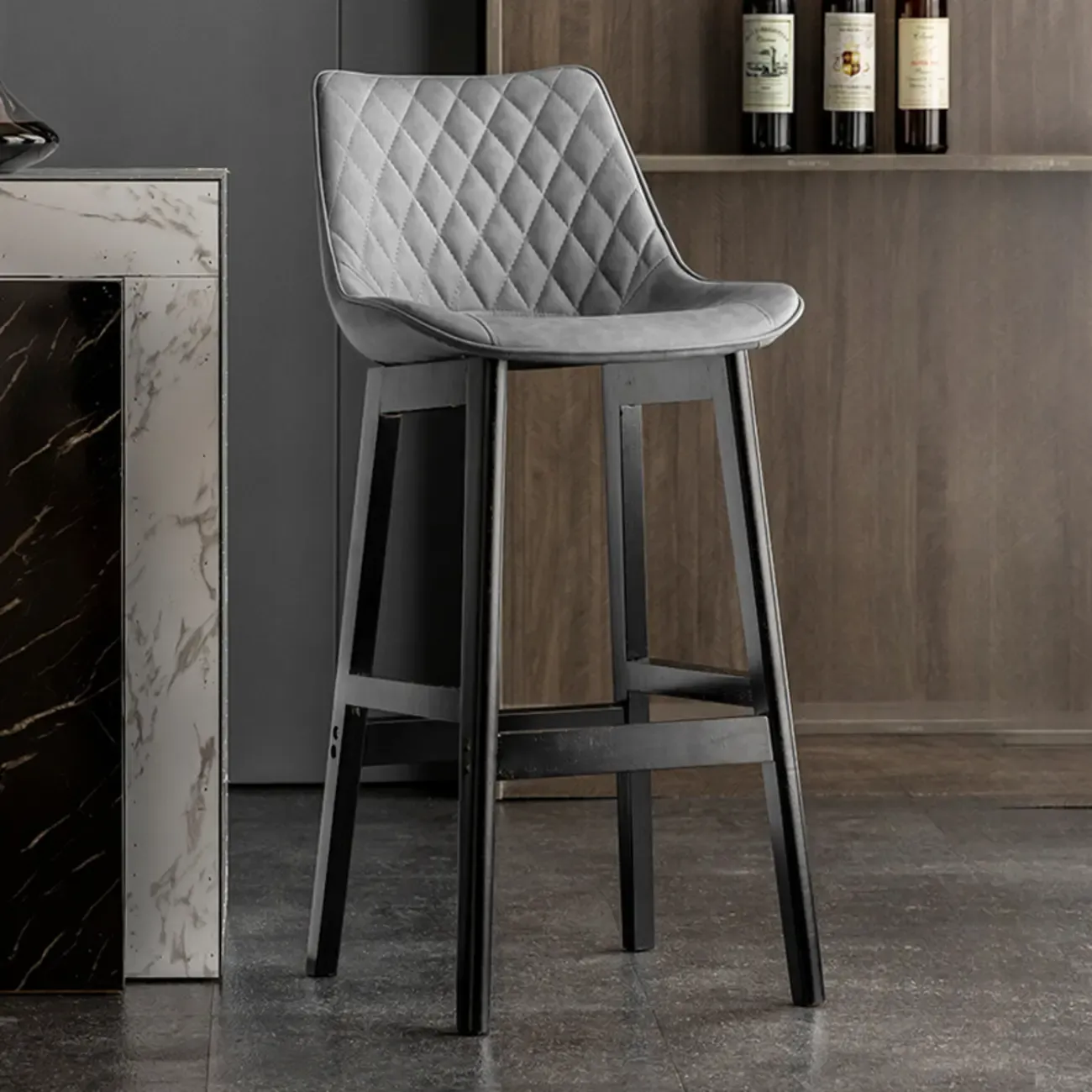Vintage Leather Bucket Seat Curved Back Bar Stools Image - 13