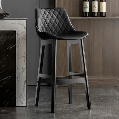 Vintage Leather Bucket Seat Curved Back Bar Stools Image - 16