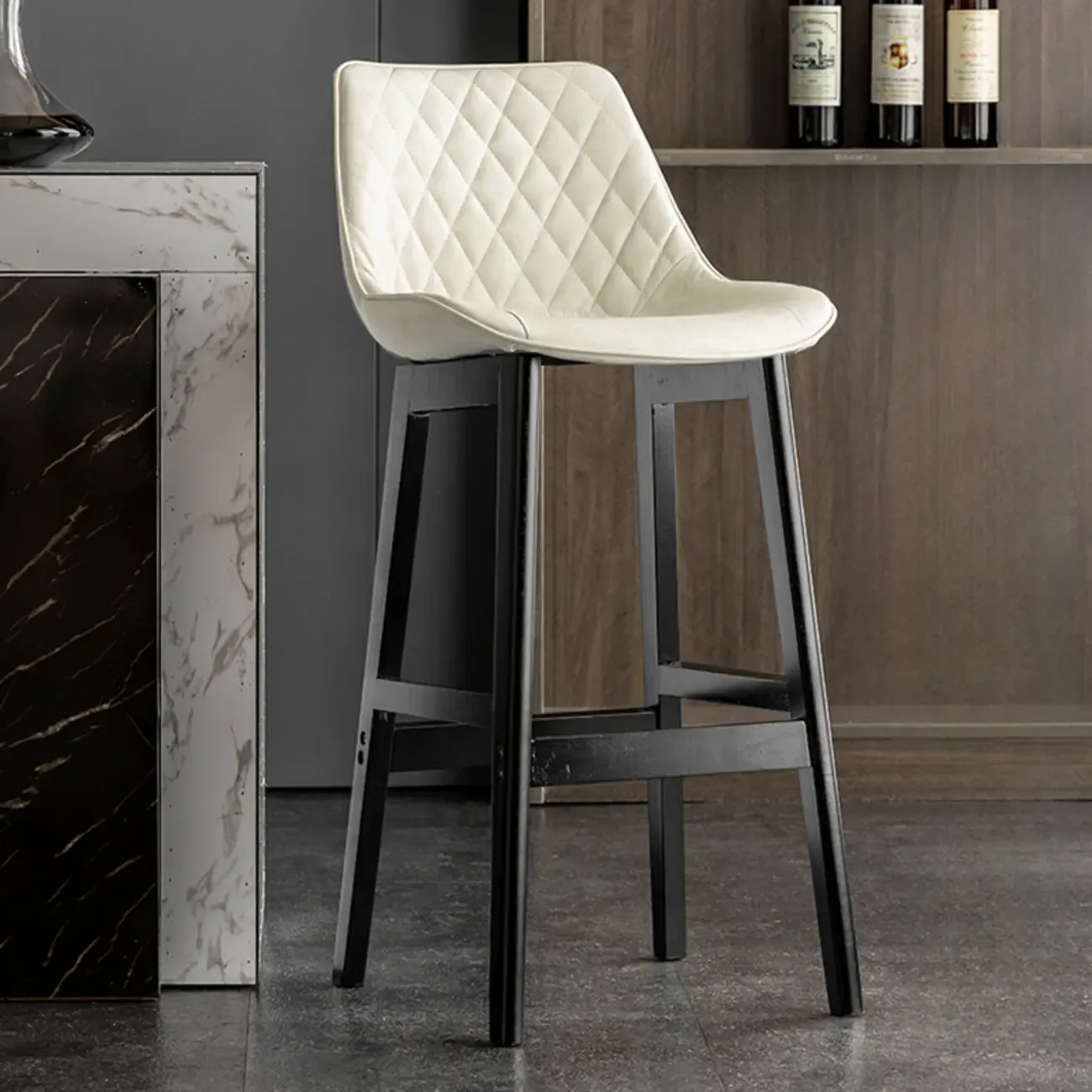 Vintage Leather Bucket Seat Curved Back Bar Stools Image - 17