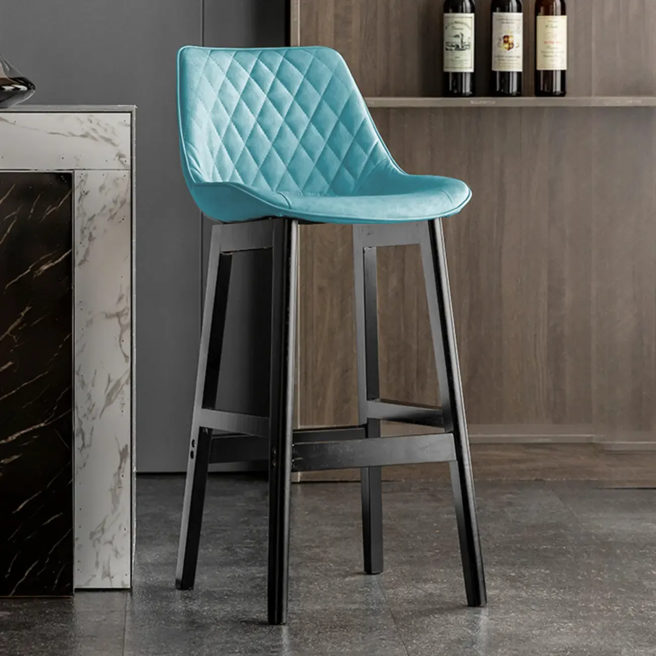 Vintage Leather Bucket Seat Curved Back Bar Stools Image - 18