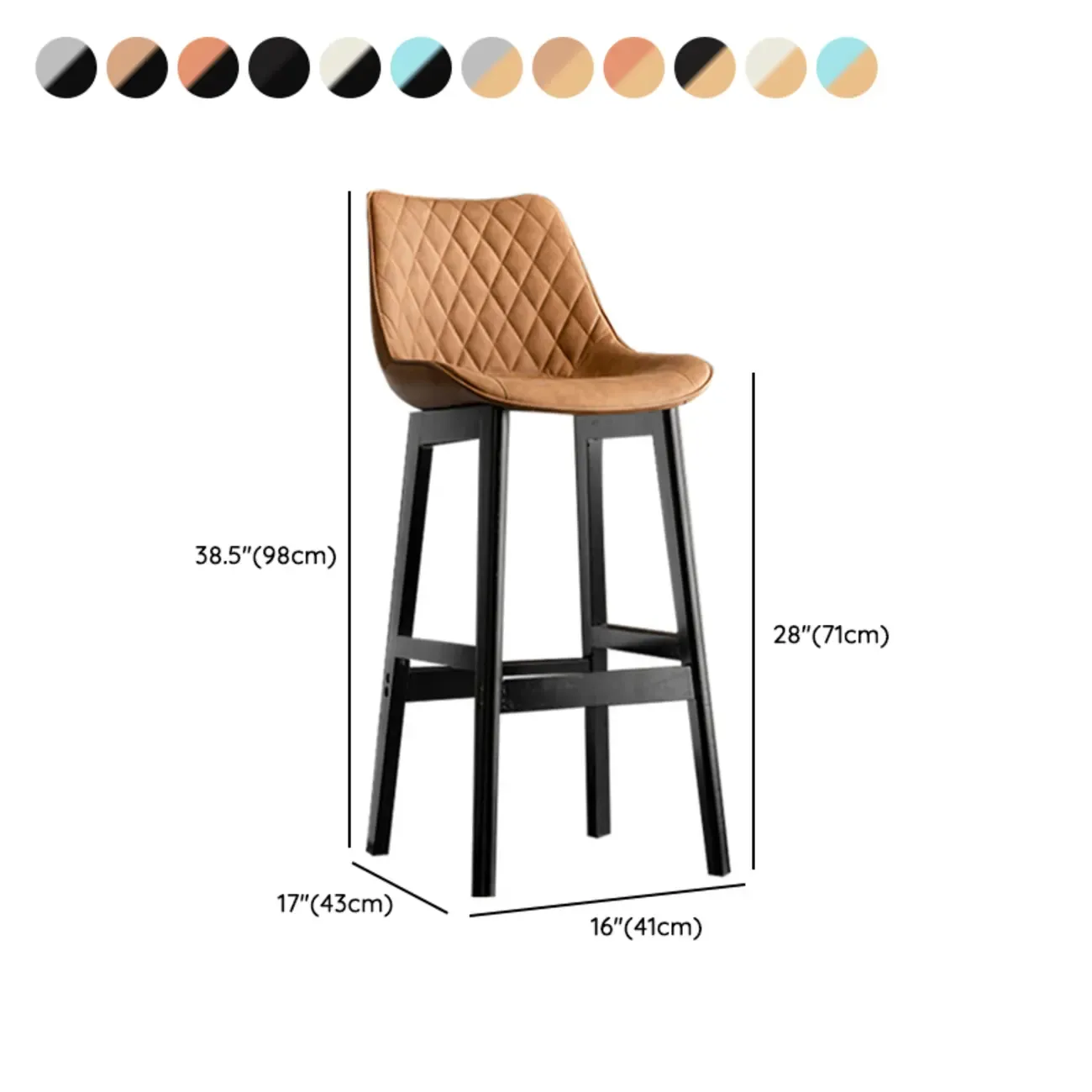 Vintage Leather Bucket Seat Curved Back Bar Stools #size