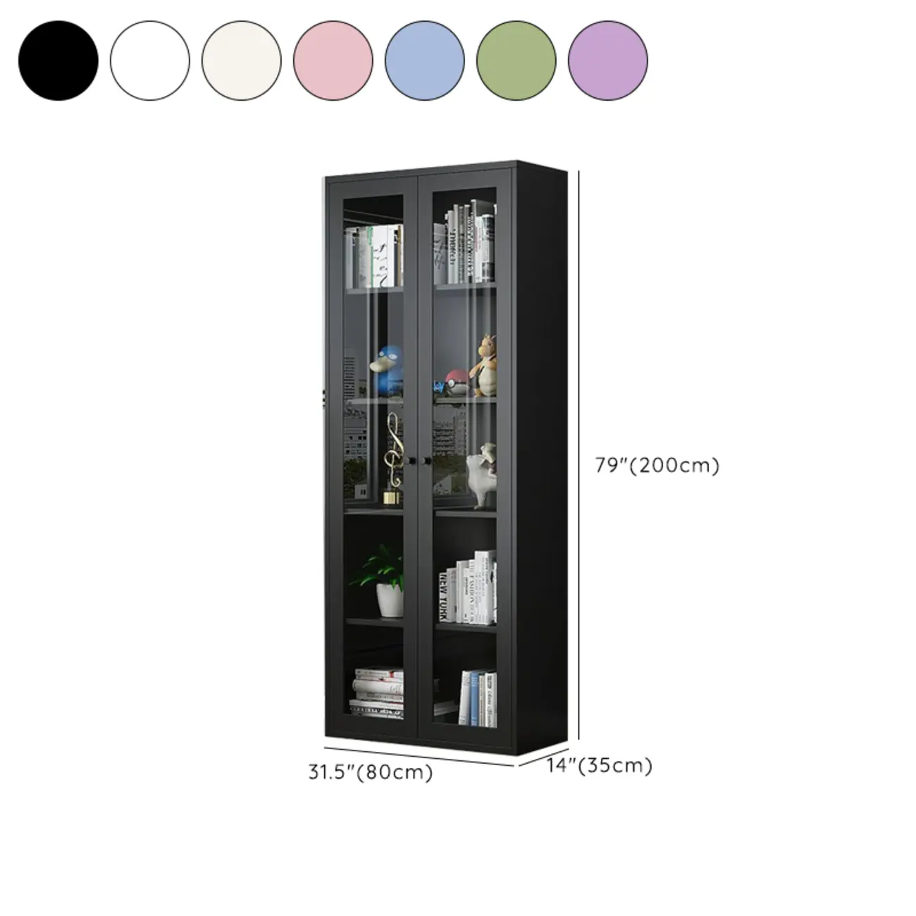 Modern Steel Glass Adjustable Shelves Display Storage Cabinet Image - 29 | homeyfad