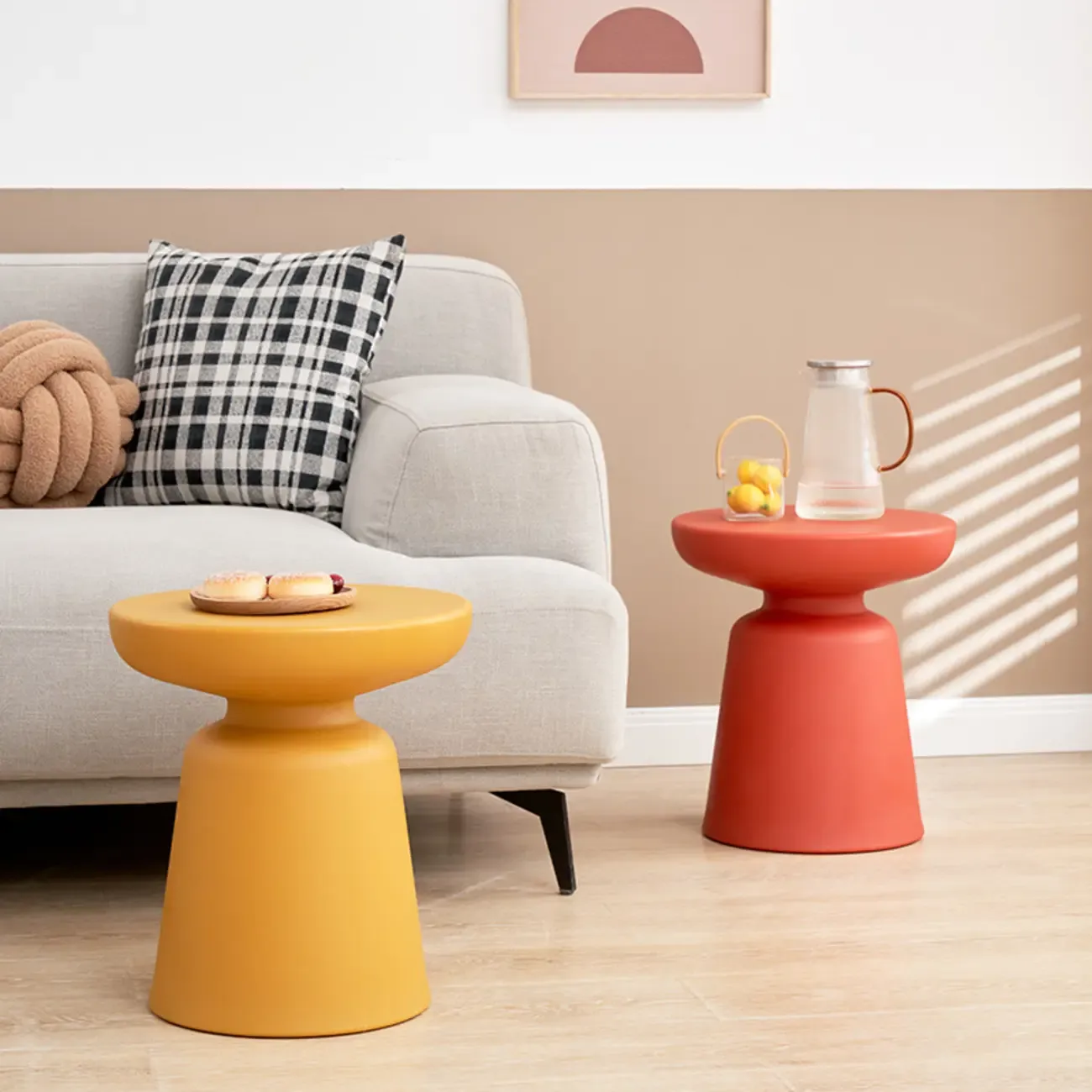 Minimalist Round Plastic End Table for Living Room Image - 1