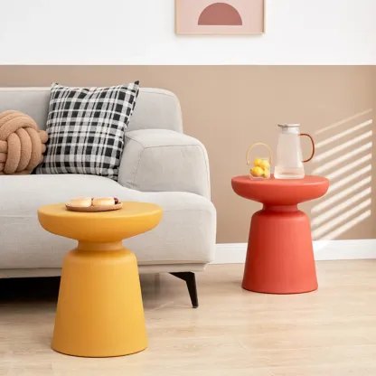 Minimalist Round Plastic End Table for Living Room Image - 1