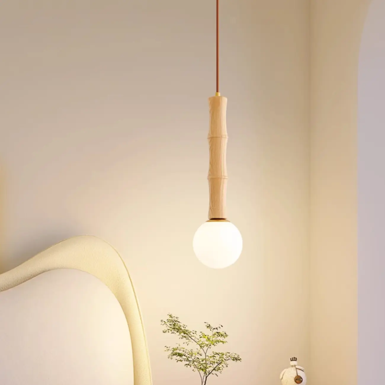 Adjustable Wood & Glass Globe Hanging Pendant Light Fixture  Image - 1 | homeyfad