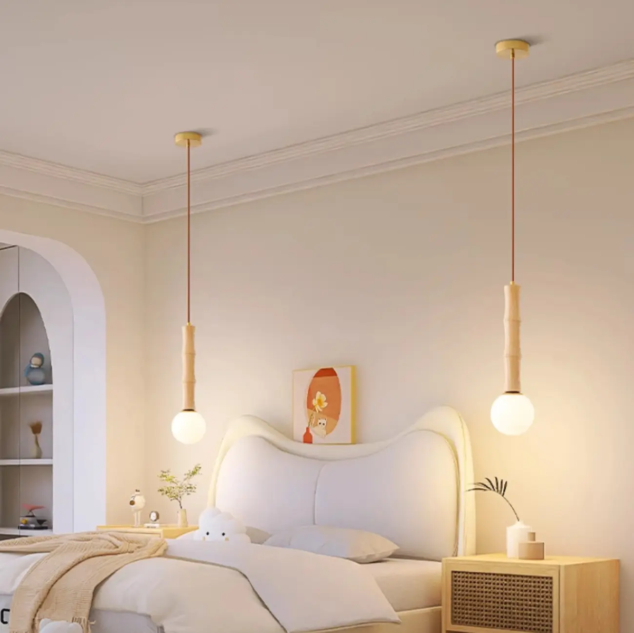 Adjustable Wood & Glass Globe Hanging Pendant Light Fixture  Image - 2 | homeyfad