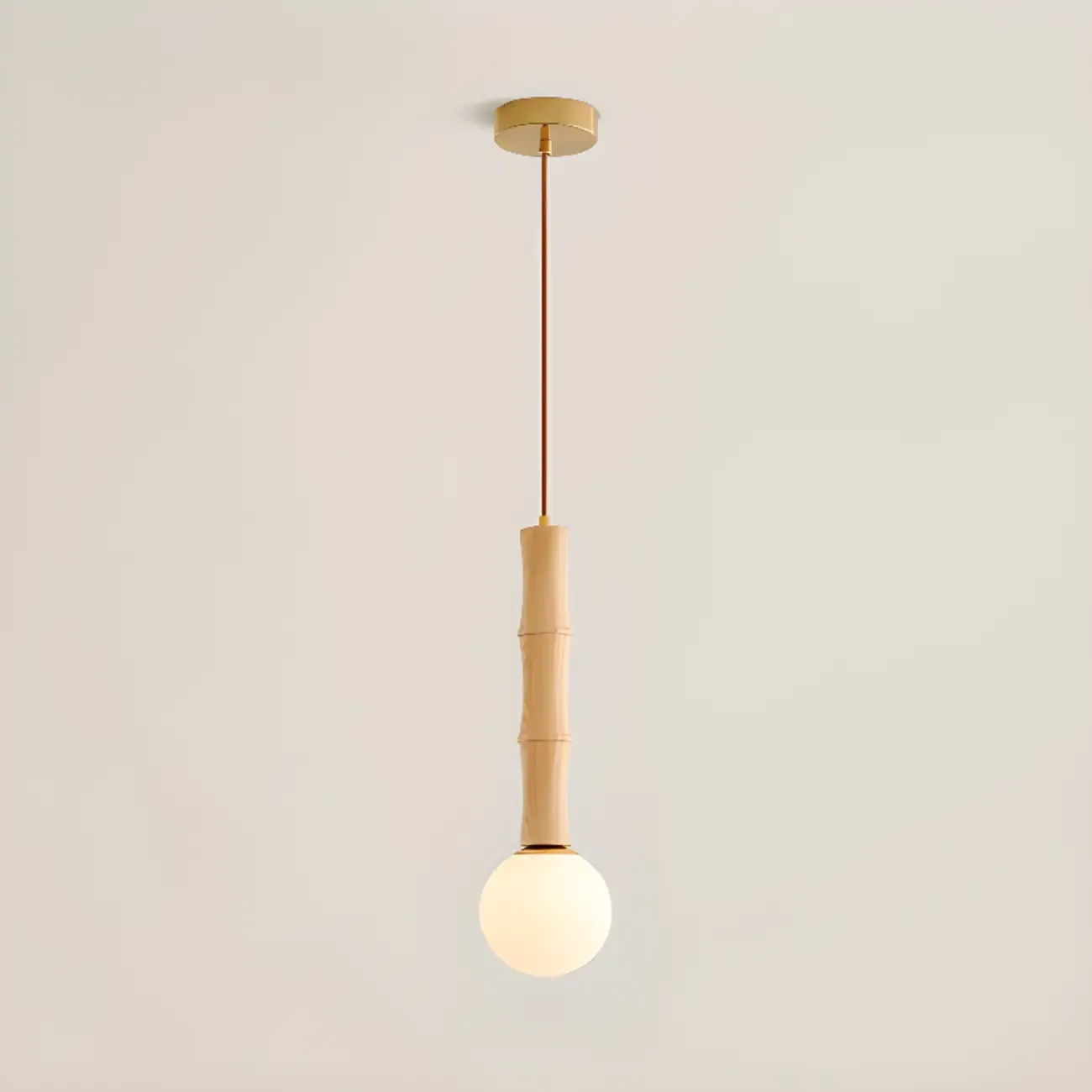 Adjustable Wood & Glass Globe Hanging Pendant Light Fixture  Image - 5