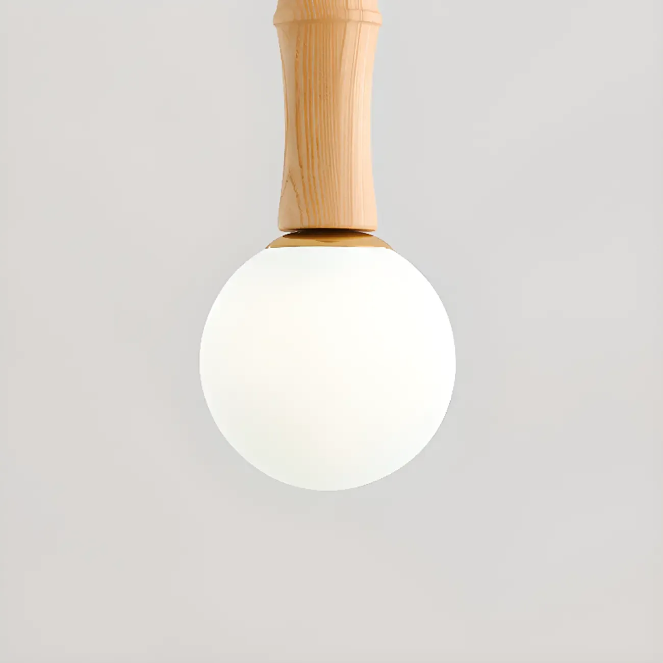 Adjustable Wood & Glass Globe Hanging Pendant Light Fixture  Image - 8