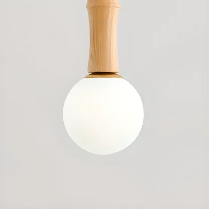 Adjustable Wood & Glass Globe Hanging Pendant Light Fixture  Image - 8