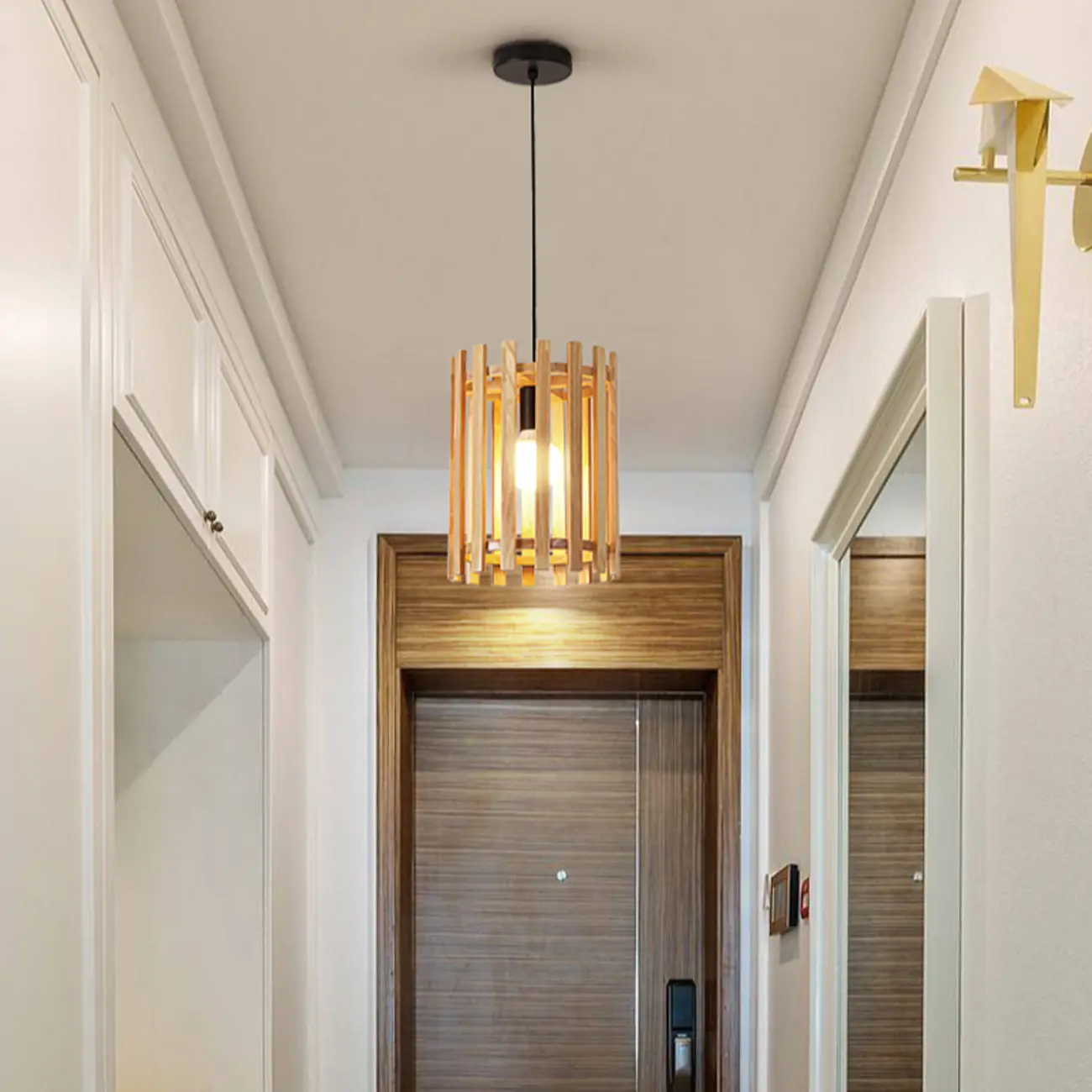 Adjustable Mini Wood Pendant Light for Dining/Kitchen Image - 3 | homeyfad