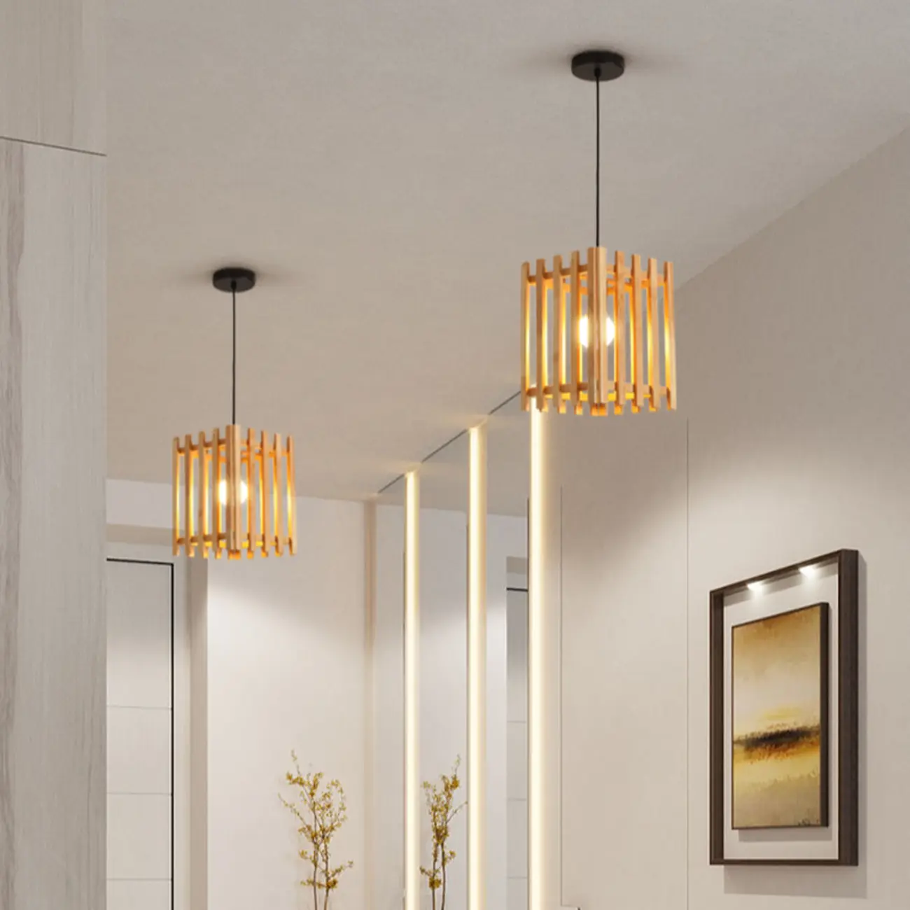 Adjustable Mini Wood Pendant Light for Dining/Kitchen Image - 2 | homeyfad