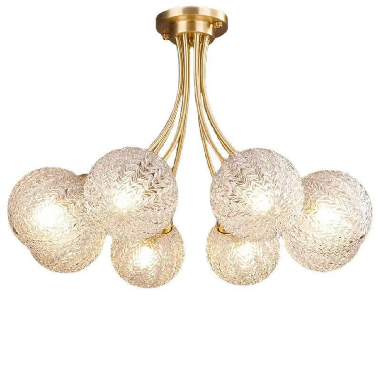Elegant 6-Light Globe Glass Golden Semi Flush Ceiling Light | homeyfad