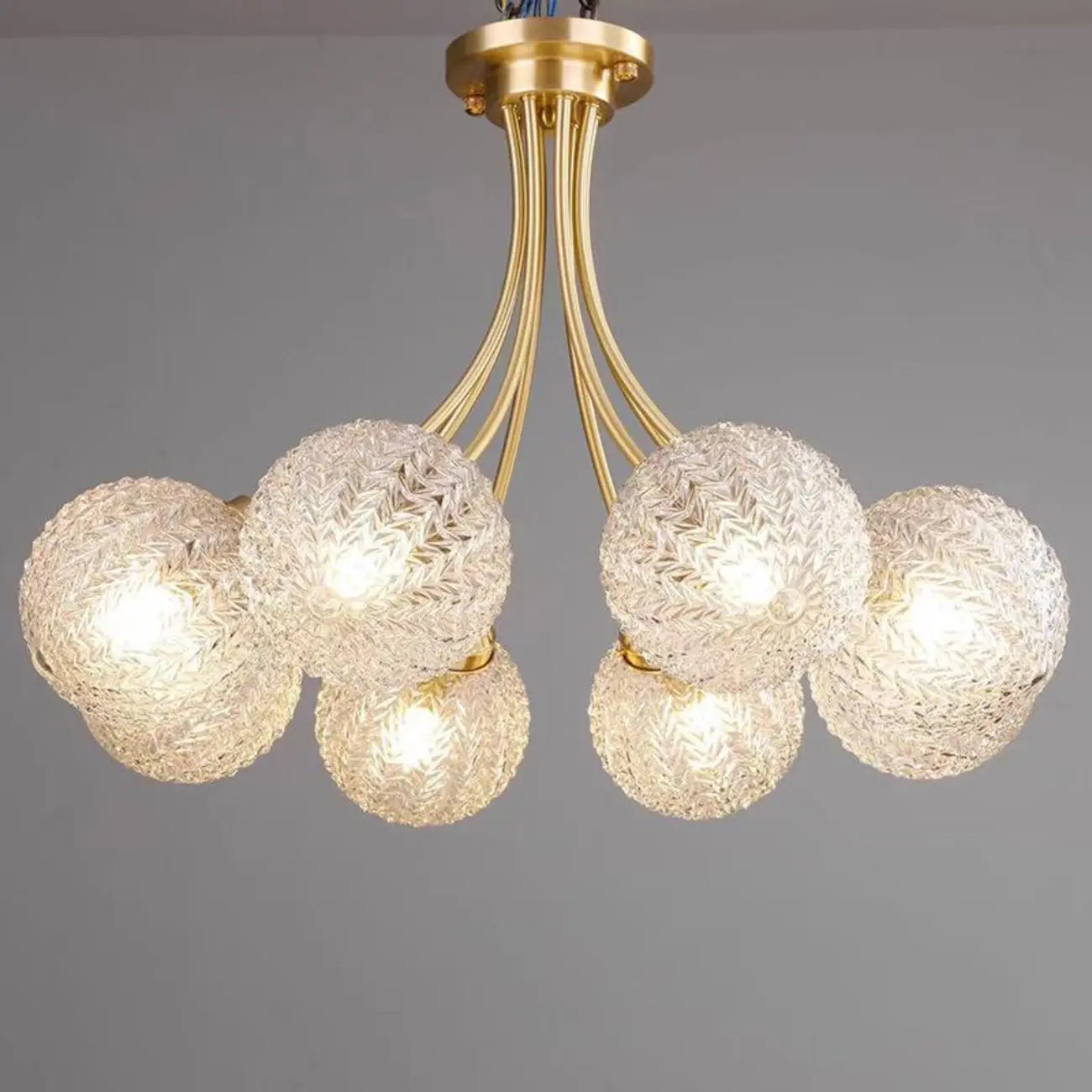 Elegant 6-Light Globe Glass Golden Semi Flush Ceiling Light | homeyfad