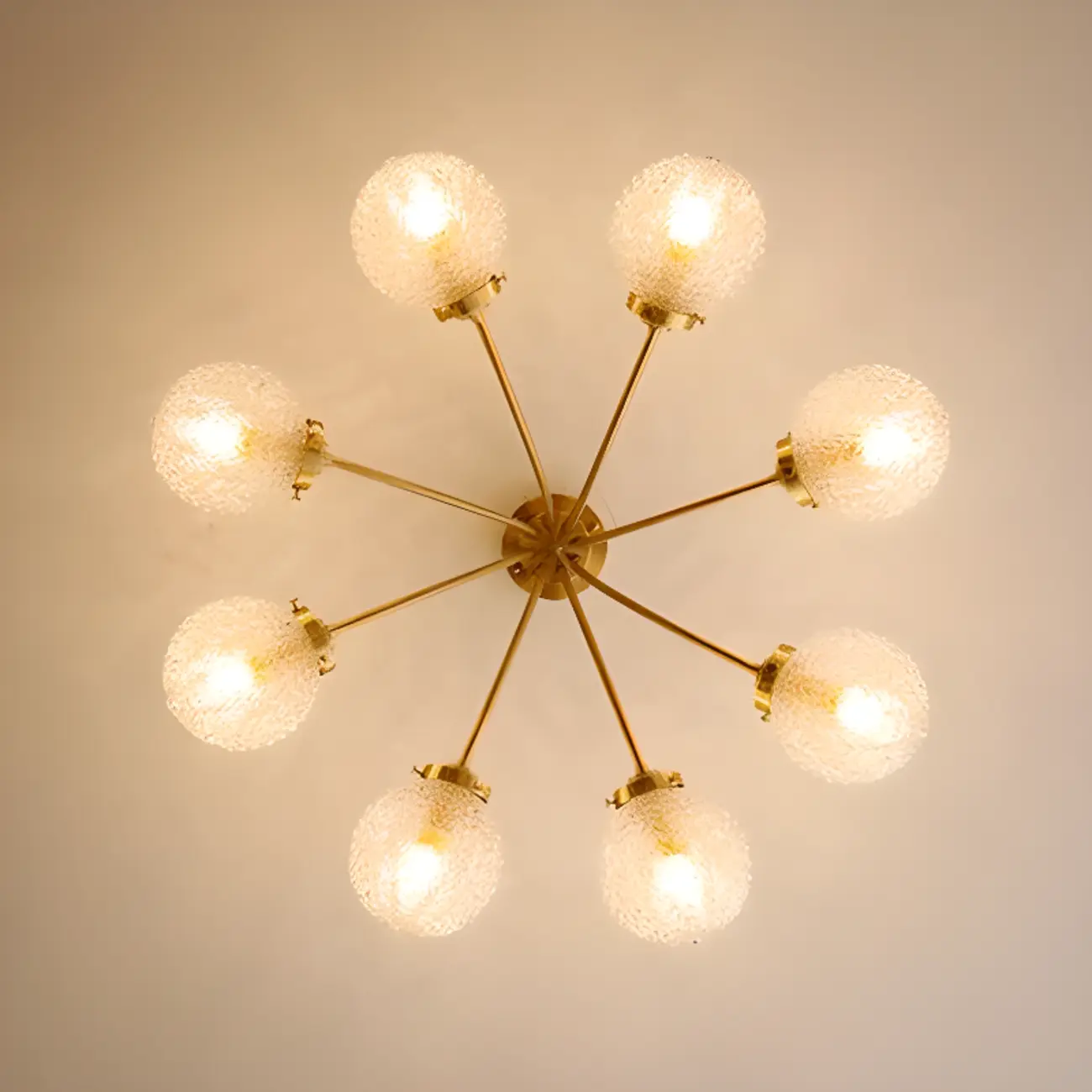 Elegant 6-Light Globe Glass Golden Semi Flush Ceiling Light | homeyfad