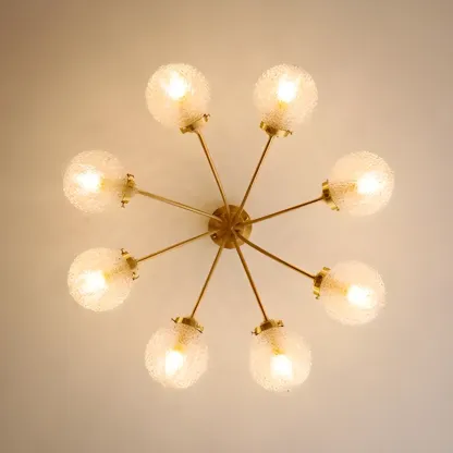 Elegant 6-Light Globe Glass Golden Semi Flush Ceiling Light