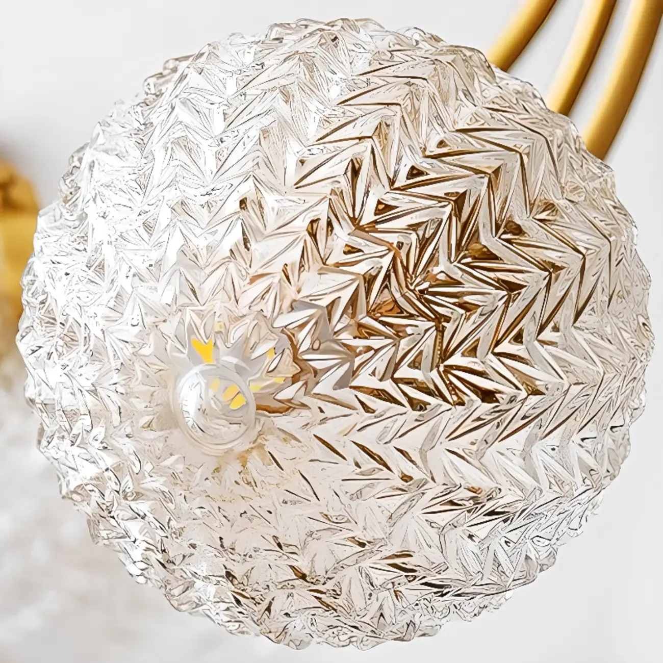Elegant 6-Light Globe Glass Golden Semi Flush Ceiling Light
