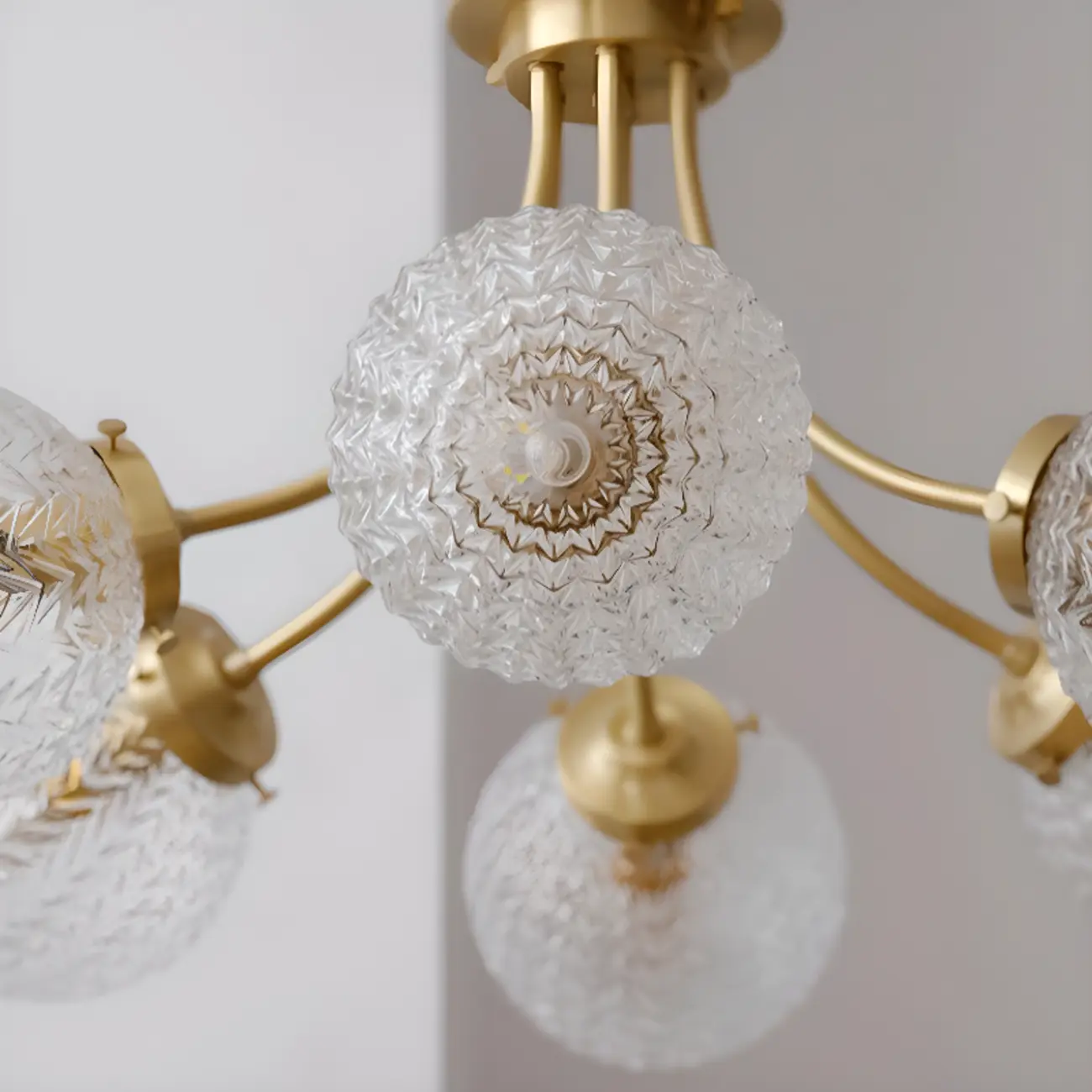 Elegant 6-Light Globe Glass Golden Semi Flush Ceiling Light | homeyfad