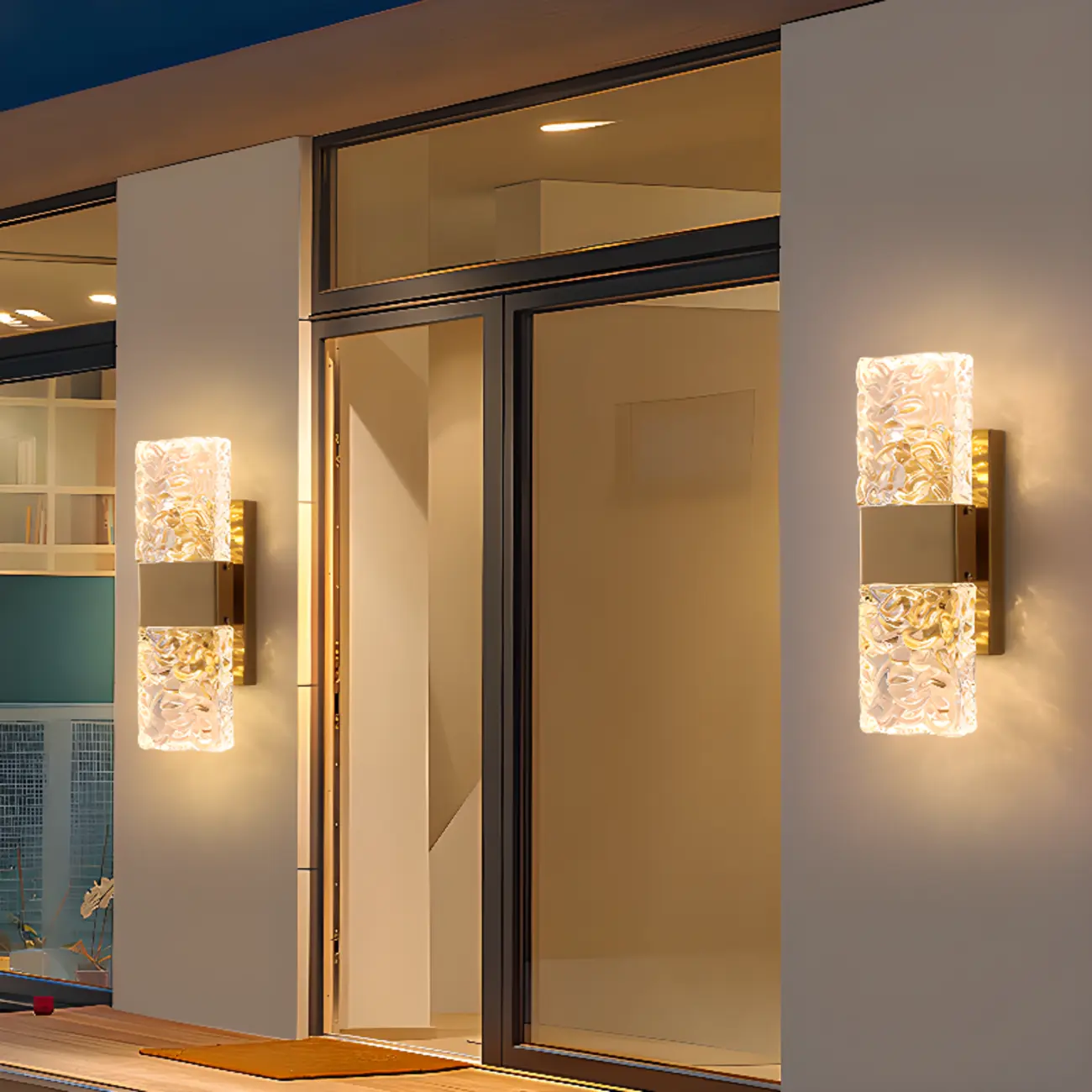 Modern Crystal Wall Sconce with Steel Fixture Outdoor Image - 1 | homeyfad