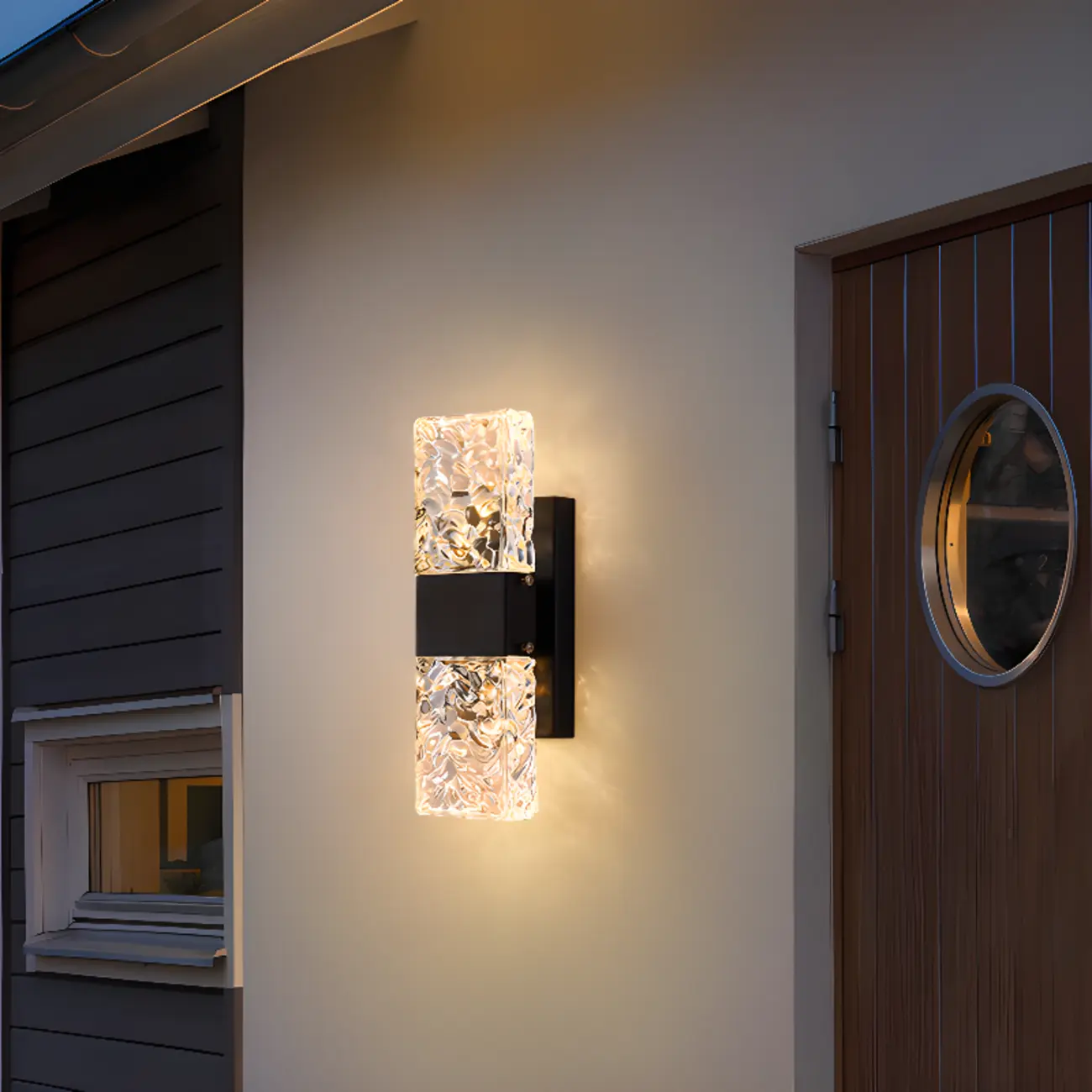 Modern Crystal Wall Sconce with Steel Fixture Outdoor Image - 3 | homeyfad