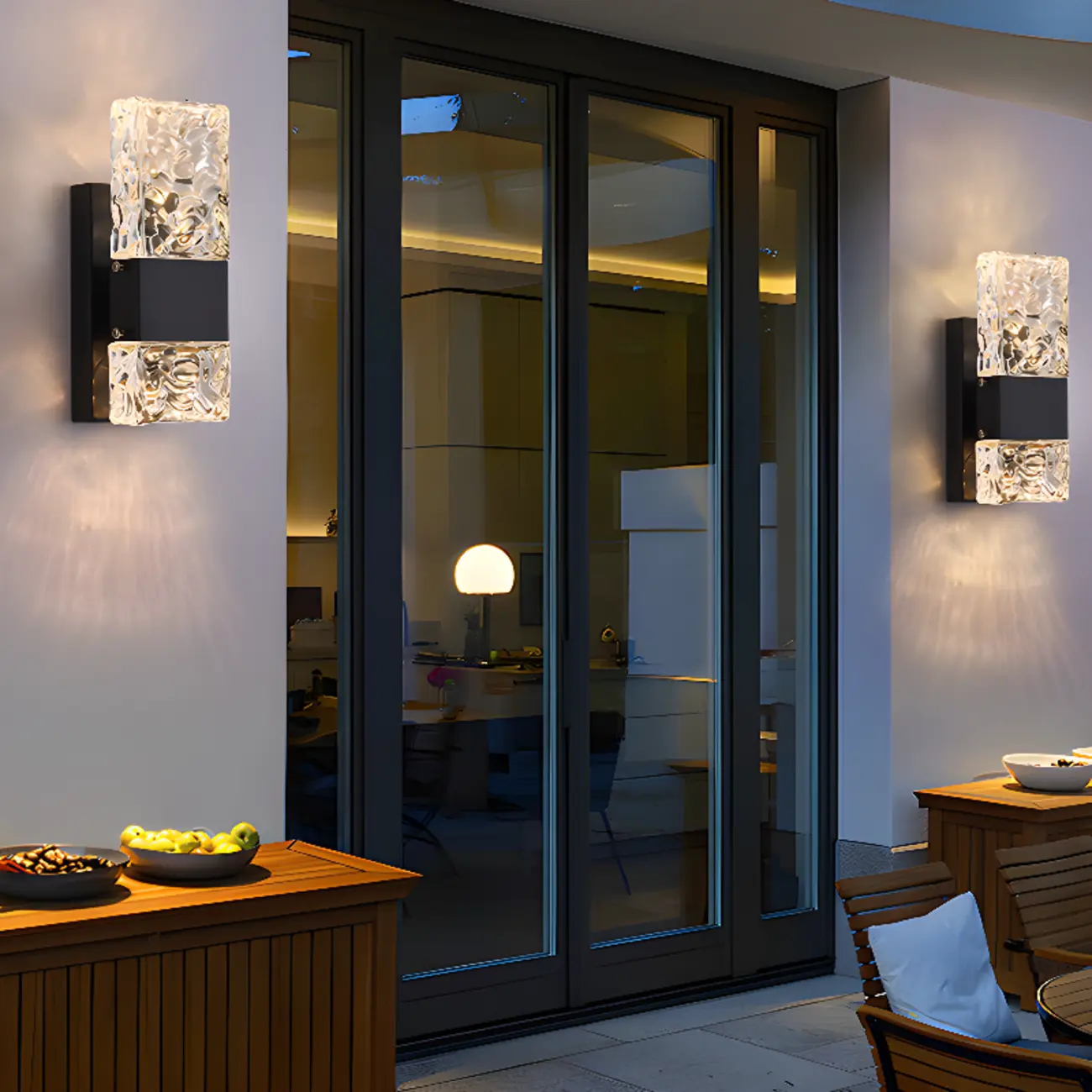 Modern Crystal Wall Sconce with Steel Fixture Outdoor Image - 4 | homeyfad