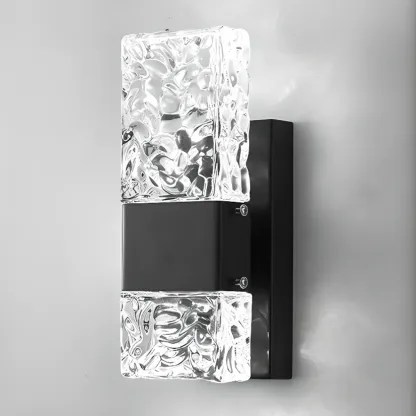 Modern Crystal Wall Sconce with Steel Fixture Outdoor Image - 24