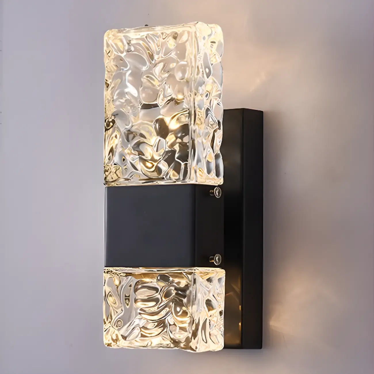 Modern Crystal Wall Sconce with Steel Fixture Outdoor Image - 25