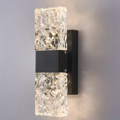Modern Crystal Wall Sconce with Steel Fixture Outdoor Image - 29