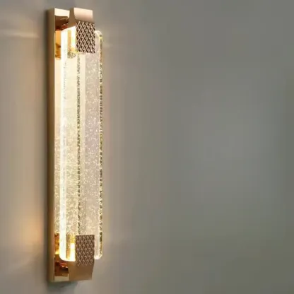 Modern Geometric Rock Crystal Wall Sconce Gold Image - 8