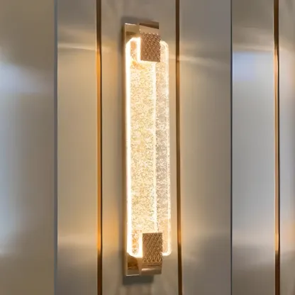 Modern Geometric Rock Crystal Wall Sconce Gold Image - 3