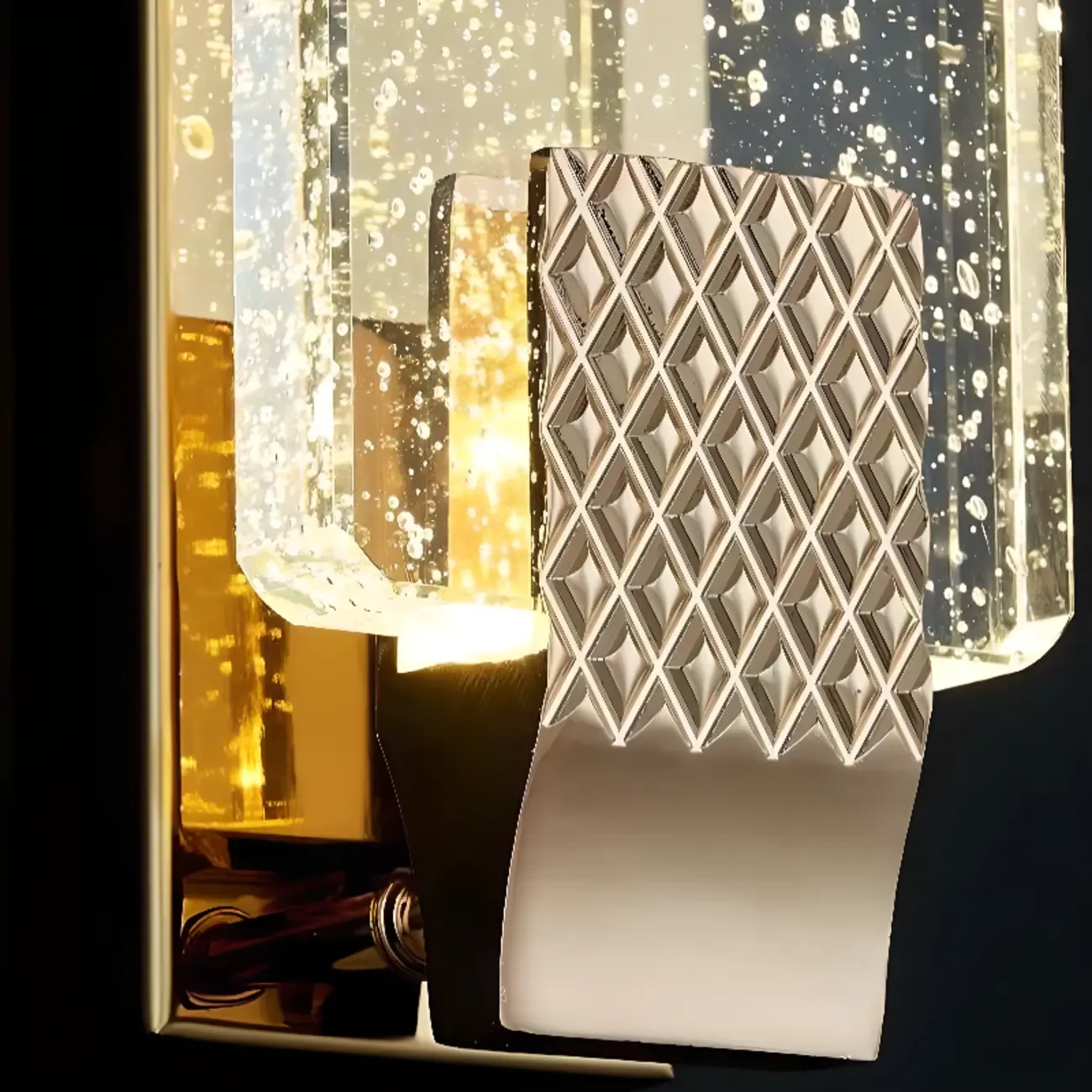 Modern Geometric Rock Crystal Wall Sconce Gold Image - 14