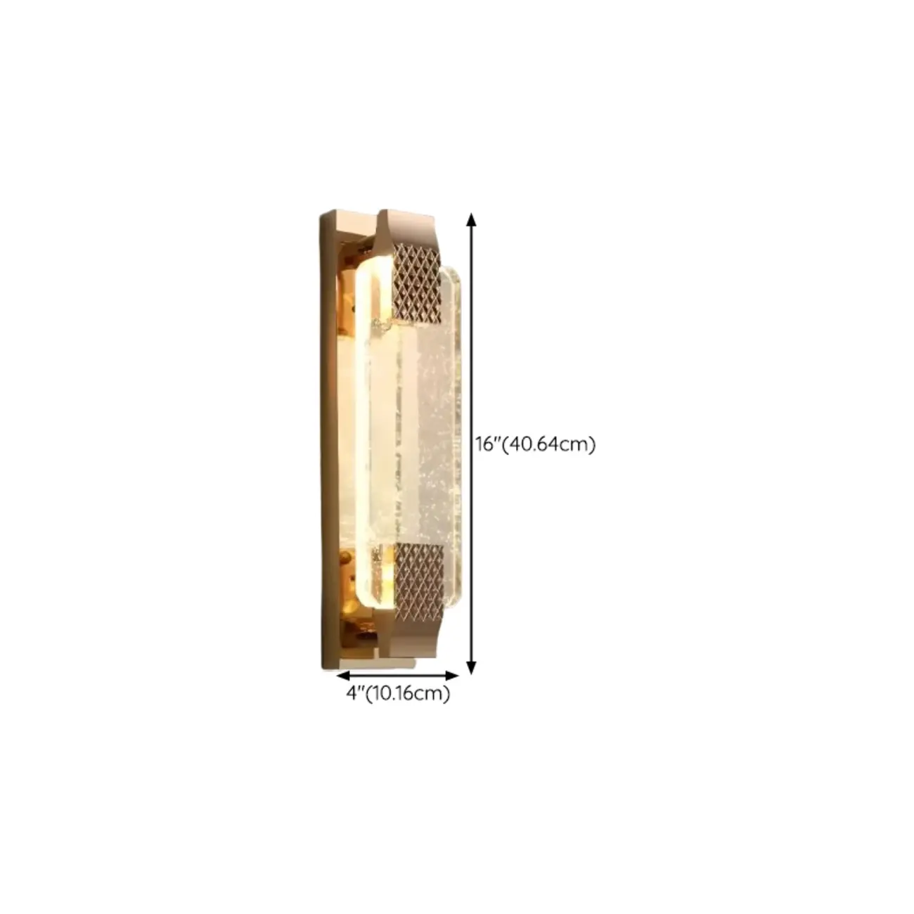 Glamorous Rectangle Gold Crystal LED Wall Sconce #size