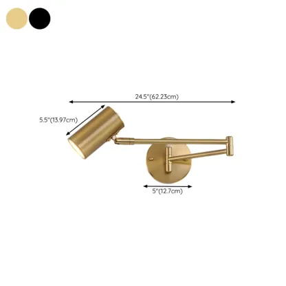 Modern Cylinder Black Metal Wall Sconce for Indoor Use #size