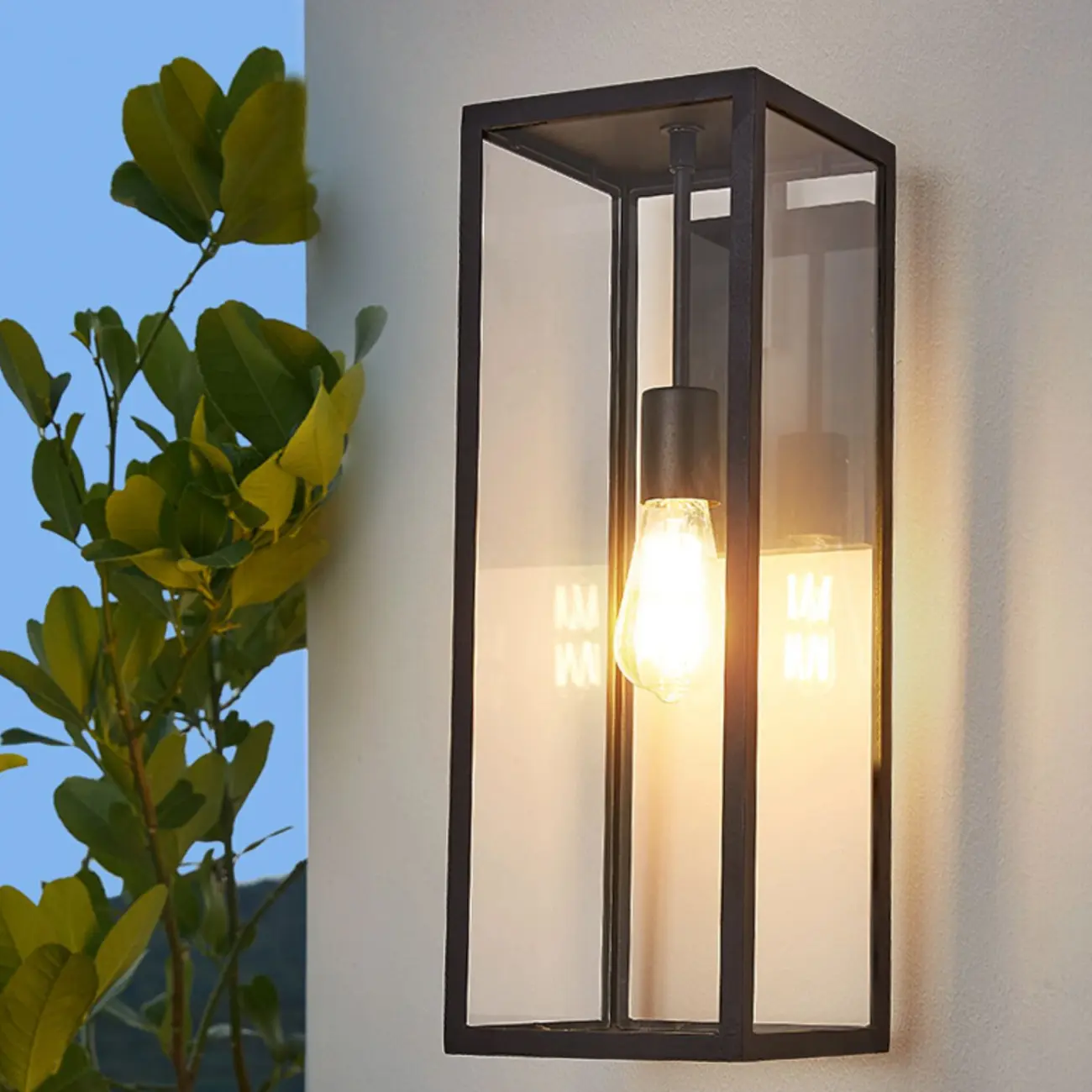 Industrial Metal Rectangle Clear Glass LED Outdoor Wall Light Image - 1 | homeyfad