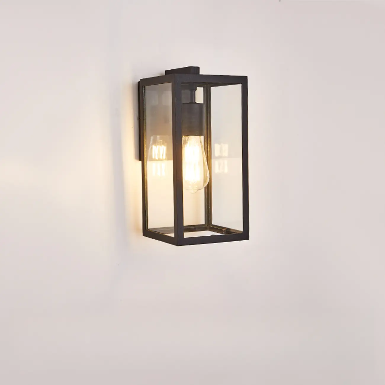 Industrial Metal Rectangle Clear Glass LED Outdoor Wall Light Image - 2 | homeyfad