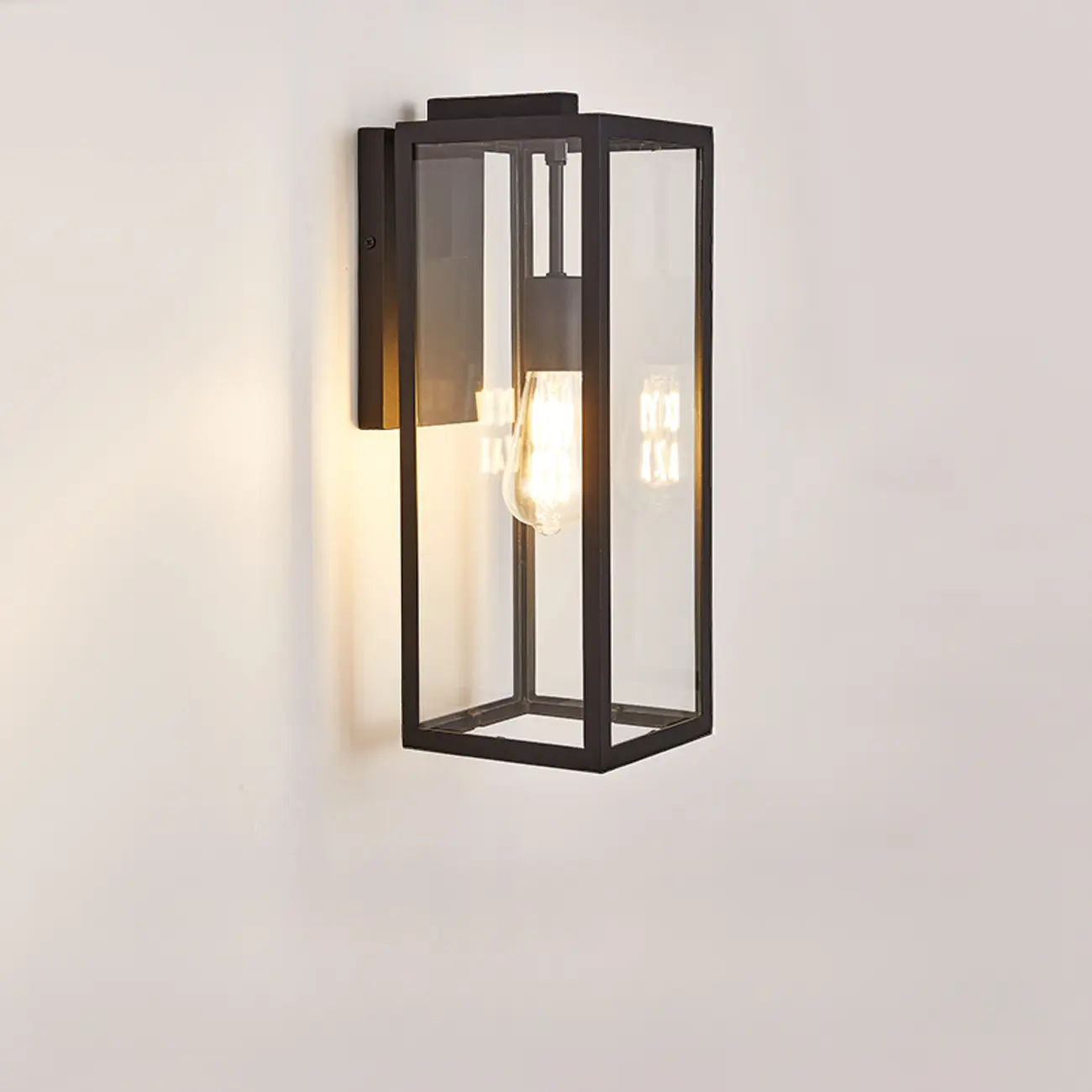 Industrial Metal Rectangle Clear Glass LED Outdoor Wall Light Image - 3 | homeyfad