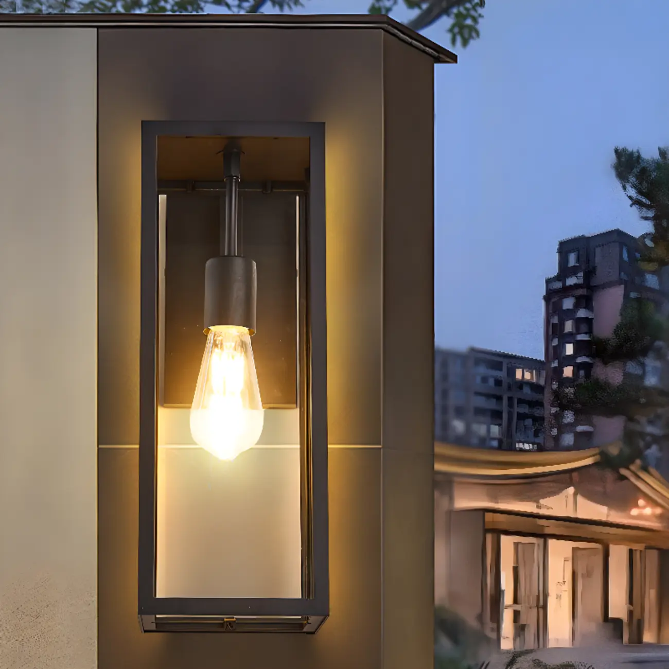 Industrial Metal Rectangle Clear Glass LED Outdoor Wall Light Image - 4 | homeyfad
