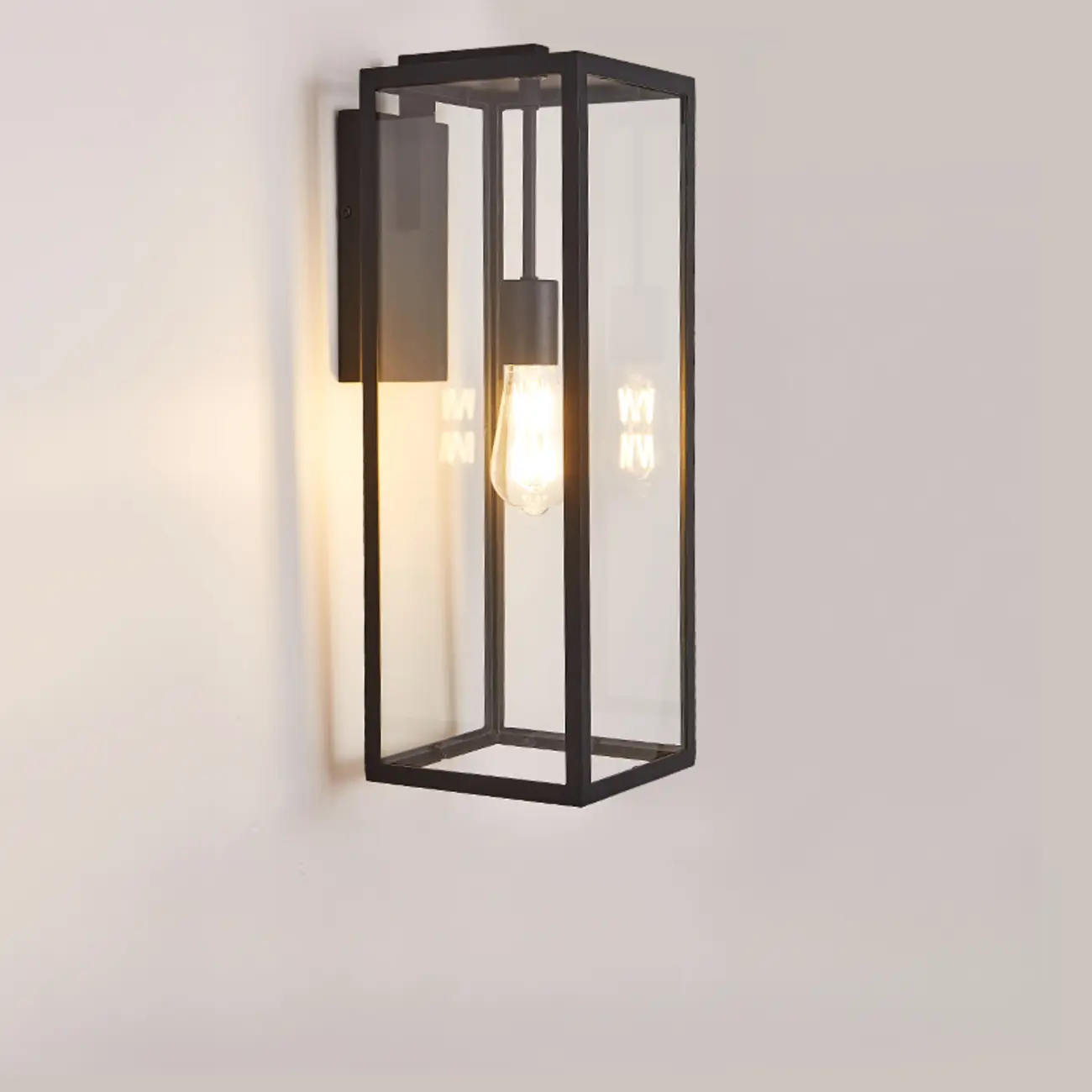 Industrial Metal Rectangle Clear Glass LED Outdoor Wall Light Image - 5 | homeyfad