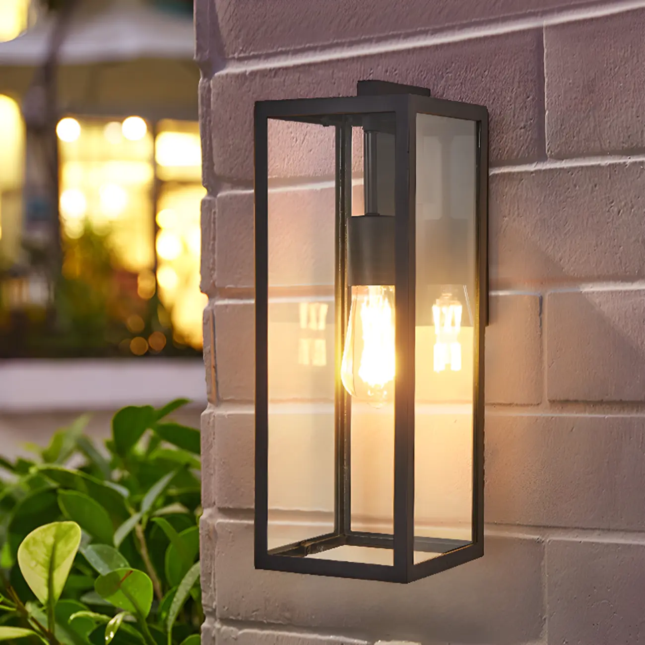 Industrial Metal Rectangle Clear Glass LED Outdoor Wall Light Image - 6 | homeyfad