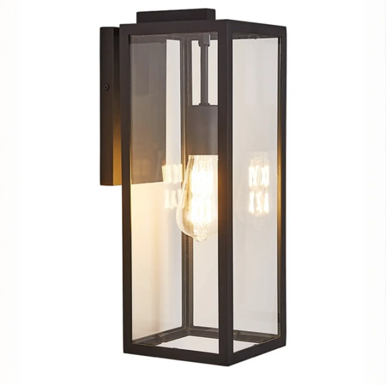 Industrial Metal Rectangle Clear Glass LED Outdoor Wall Light Image - 8 | homeyfad