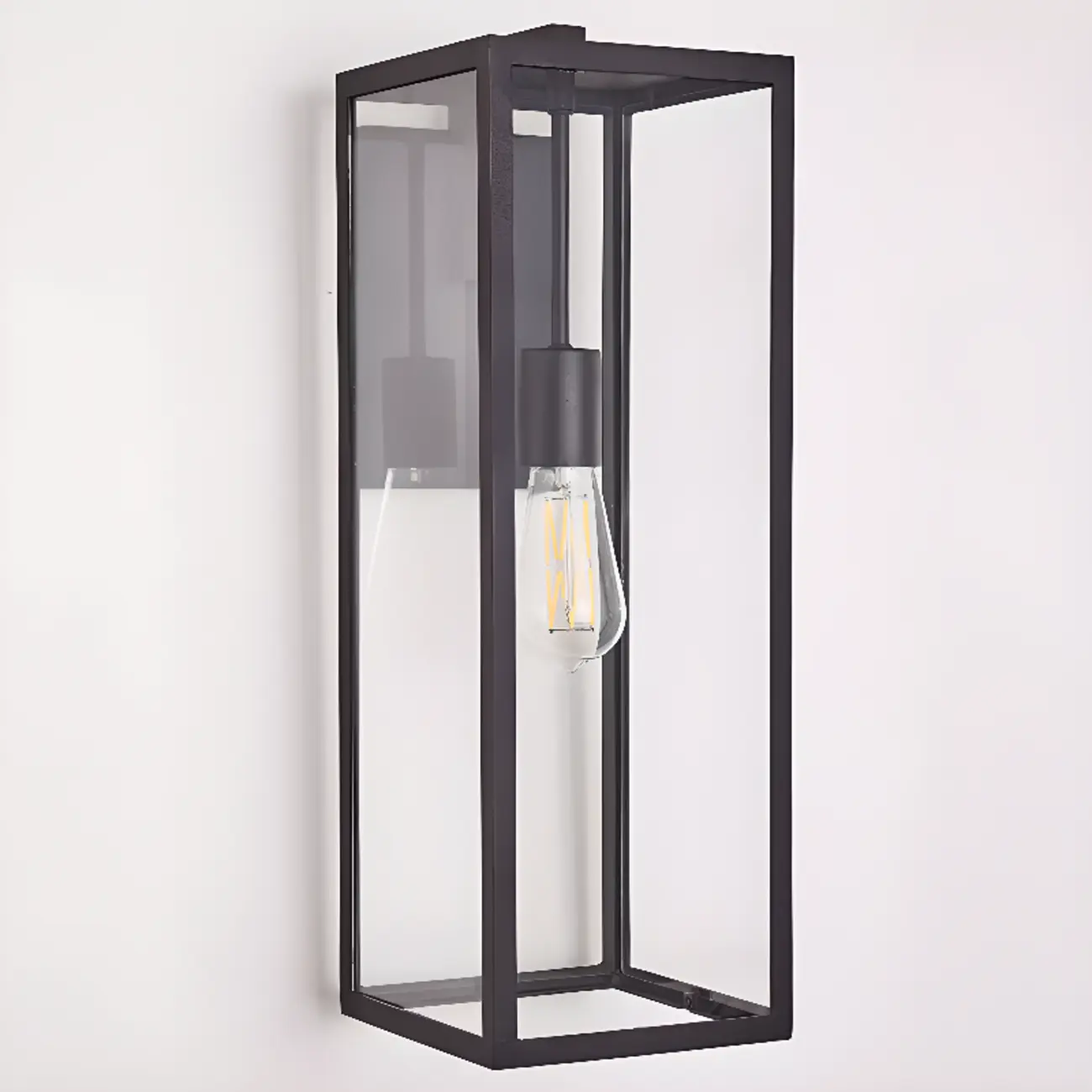 Industrial Metal Rectangle Clear Glass LED Outdoor Wall Light Image - 10 | homeyfad