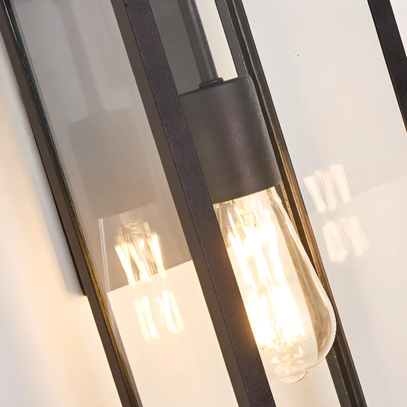 Industrial Metal Rectangle Clear Glass LED Outdoor Wall Light Image - 13 | homeyfad